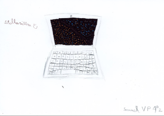 Durant la séance 3, les élèves ont travaillé à la fois sur des tablettes et sur un ordianteur, pour pouvoir rechercher des galaxies sur le logiciel Stellarium (Samuel, collège Vieux-Port)